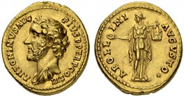 Antoninus Pius, 138-161. Aureus 140/143, Rome. Obv. ANTONINVS AVG - PIVS P P TR P COS III P P Draped, bareheaded bust to l. Rev. APOLLINI - AVGVSTO Ap...