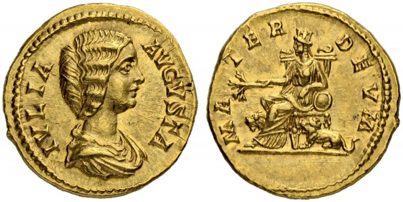 Julia Domna, wife of Septimius Severus, 193-211. Aureus 196/211, Rome. Obv. IVLI...