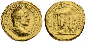 Caracalla, 198-217. Aureus 215, Rome. Obv. ANTONINVS - PIVS AVG GERM Laureate, draped, and cuirassed bust to r. Rev. P M T - R P XVIII COS IIII P P Ca...