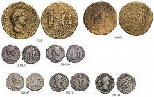 Lots. LOT. Otho, 69. Cast medal (Paduan?). Domitianus. Denarius. Traianus. Denarius. Hadrianus. 3 Denarii. Setertius. Fine-very fine.
(7)
