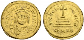 Tiberius II Constantinus, 578-582. Solidus 578/582, Constantinopolis. Officina Z. Obv. dm TIb CONS - TANT PP AVG Crowned, cuirassed bust with pendilia...