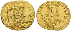 Nicephorus, 802-811, and Stauracius. Solidus 803/811, Constantinopolis. Obv. Crowned, facing bust of Nicephorus, holding cross potent and akakia. Rev....