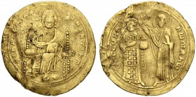 Romanus III, 1028-1034. Histamenon nomisma (solidus) 1028/1034, Constantinopolis. Obv. Christ enthroned facing, wearing cross nimbus, pallium, and col...