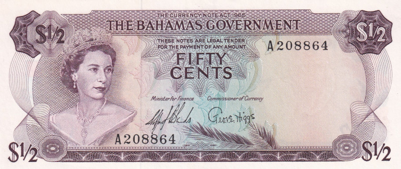 Bahamas, 1/2 Dollar, 1965, UNC, p17a
Estimate: USD 60-120