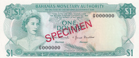 Bahamas, 1 Dollar, 1968, UNC, p27s, SPECIMEN
Estimate: USD 125-250