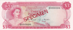 Bahamas, 3 Dollars, 1968, UNC, p28s, SPECIMEN
Estimate: USD 150-300
