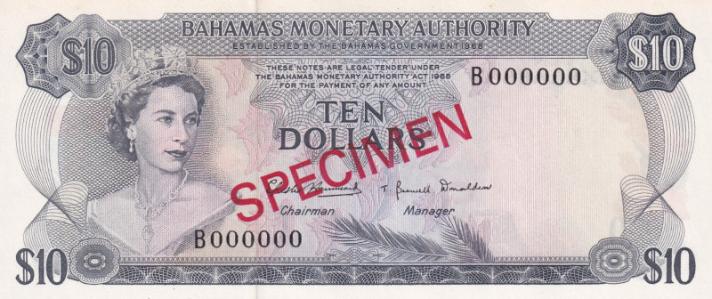 Bahamas, 10 Dollars, 1968, UNC, p30s, SPECIMEN
Estimate: USD 175-350