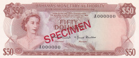 Bahamas, 50 Dollars, 1968, UNC, p32s, SPECIMEN
Estimate: USD 350-700