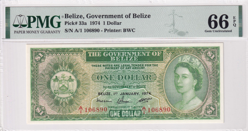 Belize, 1 Dollar, 1974, UNC, p33a
PMG 66 EPQ
Estimate: USD 120-240