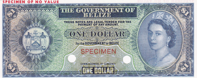 Belize, 1 Dollar, 1974, UNC, p33as, SPECIMEN
Color Experiment
Estimate: USD 60...