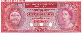 Belize, 5 Dollars, 1975, UNC, p35as, SPECIMEN
Estimate: USD 300-600