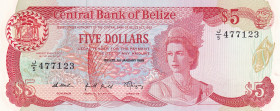 Belize, 5 Dollars, 1989, UNC, p44b
Estimate: USD 225-450