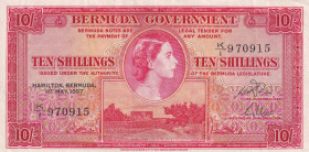 Bermuda, 10 Shillings, 1957, XF, p19b
Estimate: USD 50-100