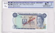 Bermuda, 1 Dollar, 1984, UNC, p28s2, SPECIMEN
Estimate: USD 50-100