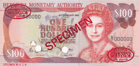 Bermuda, 100 Dollars, 1989, UNC, p39s, SPECIMEN
Estimate: USD 250-500