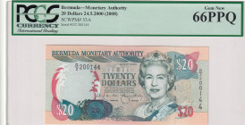 Bermuda, 20 Dollars, 2008, UNC, p53A
Estimate: USD 50-100
