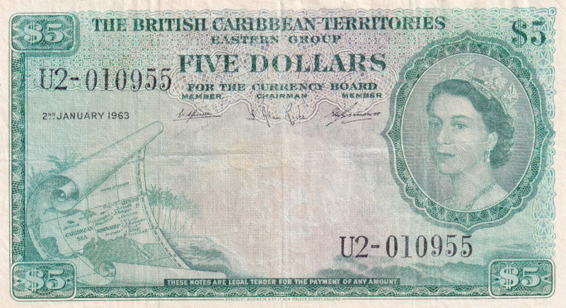 British Caribbean Territories, 5 Dollars, 1963, XF, p9c
Estimate: USD 225-450