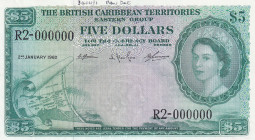 British Caribbean Territories, 5 Dollars, 1962, UNC, p9cs, SPECIMEN
Estimate: USD 1500-3000