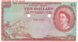 British Caribbean Territories, 5 Dollars, 1953, UNC, p9cts, SPECIMEN
Estimate: USD 1300-2600