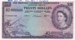 British Caribbean Territories, 20 Dollars, 1959, UNC, p11b, SPECIMEN
Estimate: USD 1750-3500