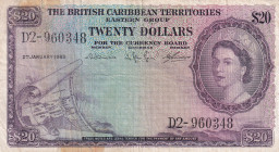 British Caribbean Territories, 20 Dollars, 1963, FINE, p11b
Estimate: USD 500-1000