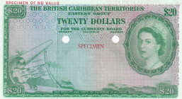 British Caribbean Territories, 20 Dollars, 1953/54, UNC, p11cts, COLOR TRİALSPECIMEN
no signature no serial number
Estimate: USD 4500-9000
