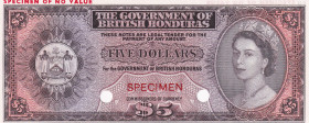 British Honduras, 5 Dollars, 1953, UNC, p30cts, SPECIMEN
Estimate: USD 600-1200