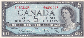 Canada, 5 Dollars, 1954, UNC, p77b
Estimate: USD 40-80
