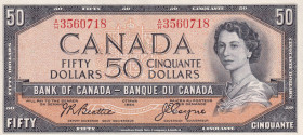 Canada, 50 Dollars, 1954, AUNC, p83d
Estimate: USD 300-600