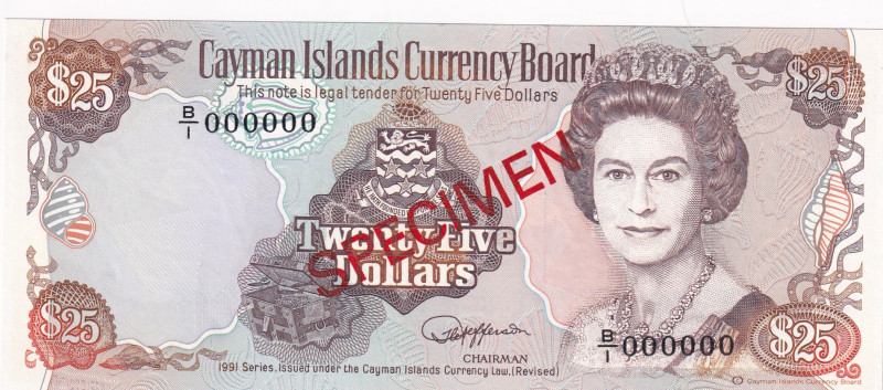 Cayman Islands, 25 Dollars, 1991, UNC, p14s, SPECIMEN
Estimate: USD 275-450