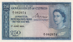 Cyprus, 250 Mils, 1955, XF(+), p33
Estimate: USD 200-400