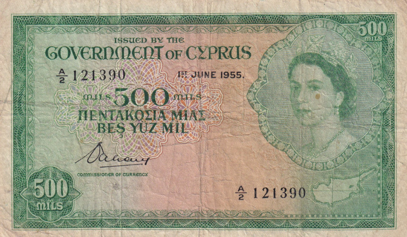 Cyprus, 500 Mils, 1955, FINE, p34a
Estimate: USD 400-800