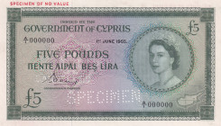 Cyprus, 5 Pounds, 1955, UNC, p40s, SPECIMEN
Estimate: USD 1500-3000