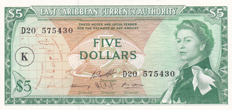 East Caribbean States, 5 Dollars, 1965, UNC, p14l
Estimate: USD 120-240