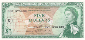 East Caribbean States, 5 Dollars, 1965, UNC, p14l
Estimate: USD 120-240