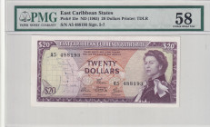 East Caribbean States, 20 Dollars, 1965, AUNC, p15e
Estimate: USD 450-900