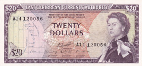 East Caribbean States, 20 Dollars, 1965, AUNC, p15g2
Estimate: USD 150-300