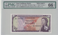 East Caribbean States, 20 Dollars, 1965, UNC, p15s,SPECIMEN
Estimate: USD 150-300