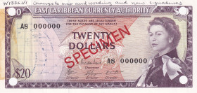 East Caribbean States, 20 Dollars, 1965, AUNC, p15s, SPECIMEN
Estimate: USD 750-1500