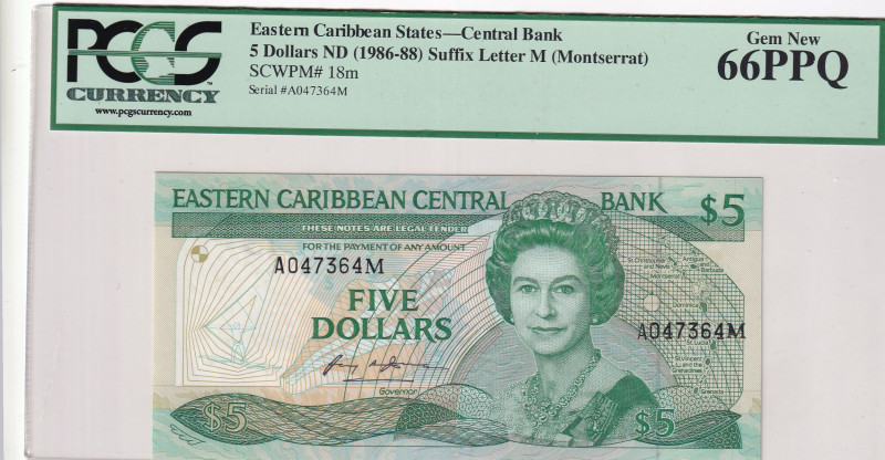 East Caribbean States, 5 Dollars, 1968/88, UNC, p18m
Estimate: USD 40-80