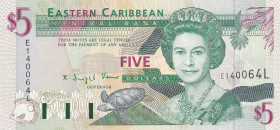 East Caribbean States, 5 Dollars, 1994, UNC, p31l
Estimate: USD 30-60