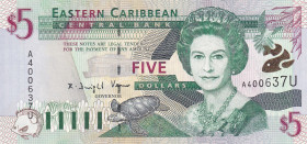 East Caribbean States, 5 Dollars, 2000, UNC, p37u
Estimate: USD 15-30