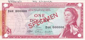 East Caribbean States, 1 Dollar, 1965, UNC, p135, SPECIMEN
Estimate: USD 200-400