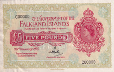Falkland Islands, 5 Pounds, 1975, XF, p9bs, SPECIMEN
Estimate: USD 450-900