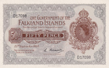 Falkland Islands, 50 Pence, 1969, UNC, p10a
Estimate: USD 150-300