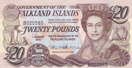 Falkland Islands, 20 Pounds, 2011, UNC, P19
Estimate: USD 40-80