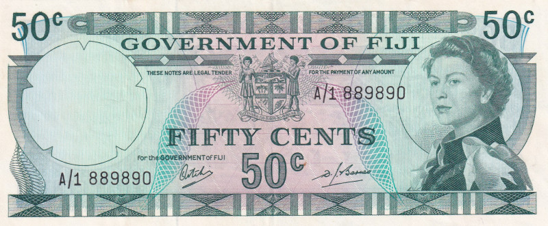 Fiji, 50 Cents, 1969, XF, p58a
Estimate: USD 30-60