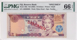 Fiji, 10 Dollars, 2002, UNC, p106s, SPECIMEN
Estimate: USD 50-100