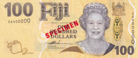 Fiji, 100 Dollars, 2007, UNC, p114s, SPECIMEN
Estimate: USD 150-300