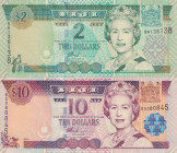 Fiji, 2,10 Dollars, 2002, UNC, p104,p106, (Total 2 banknotes)
Estimate: USD 20-40